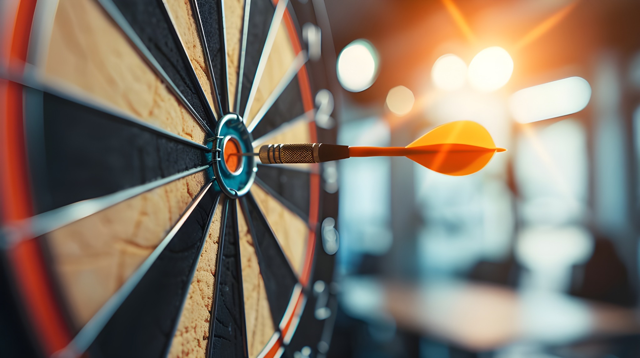 Dart striking the center of a target